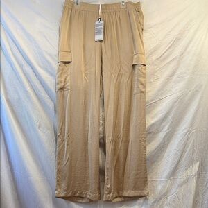 NWT - Elegant Silky Texture Stylish Gold Cargo Pants
